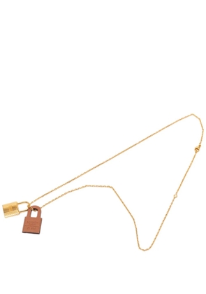 Hermès Pre-Owned 2019 Gold Plated and Swift O Kelly Pendant Necklace costume necklace