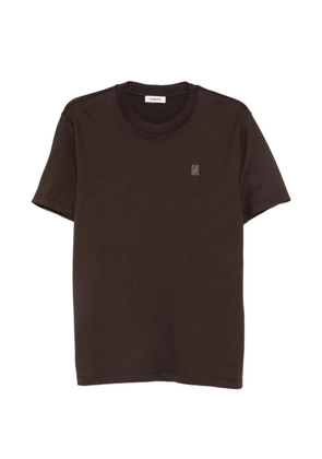SANDRO leather-patch T-shirt - Brown