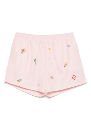 Casablanca motif-embroidered swim shorts - Pink