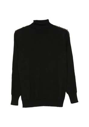 D.Exterior stud-embellished roll-neck sweater - Black