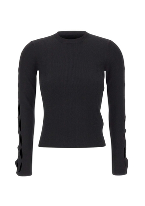 kaos ribbed-texture braided-sleeve sweater - Black