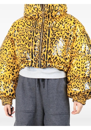 Dolce & Gabbana Pre-Owned leopard-print cropped puffer jacket - Yellow
