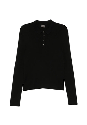 TEAM WANG design ribbed-knit long-sleeve polo shirt - Black