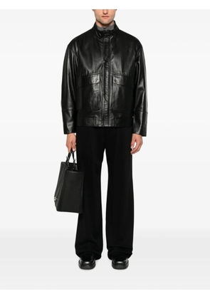 SERGIO MORETTI FIRENZE high-neck leather jacket - Black