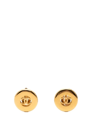 CHANEL Pre-Owned 1997 CC Gold Plated Round Clip On Earrings costume earrings