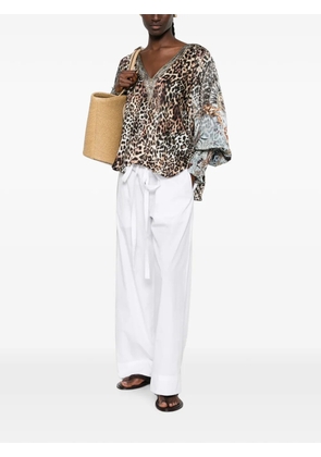 Camilla leopard-print crystal-embellished blouse - Neutrals