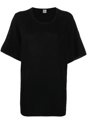 TOTEME short-sleeved silk T-shirt - Black