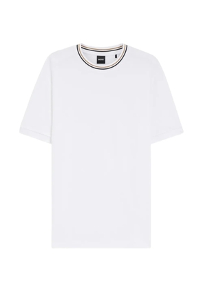 BOSS piqué striped-trim T-shirt - White