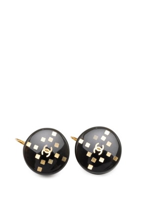 CHANEL Pre-Owned 2001 CC Resin and Gold Plated Round Lever Backs Earrings costume earrings - Black