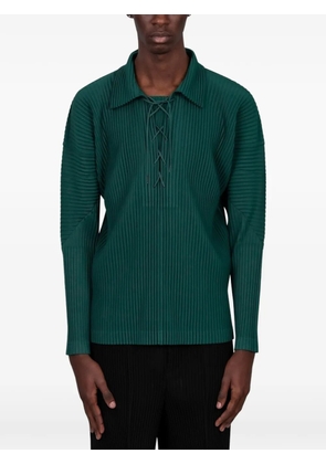 Homme Plissé Issey Miyake lace-up pleated shirt - Green