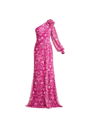 Tadashi Shoji floral-print one-shoulder maxi dress - Pink