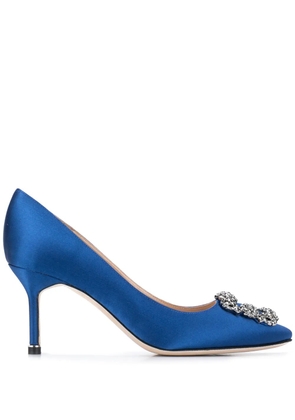 Manolo Blahnik Hangisi 70mm embellished buckle pumps - Blue