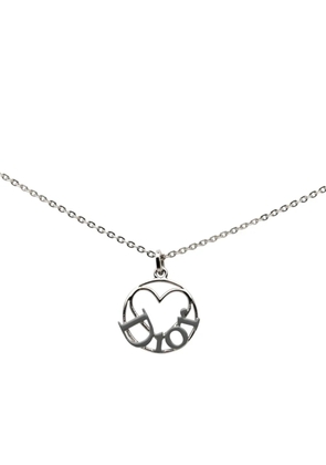 Christian Dior Pre-Owned 2000-2026 Brass Heart Logo Pendant Necklace costume necklace - Silver