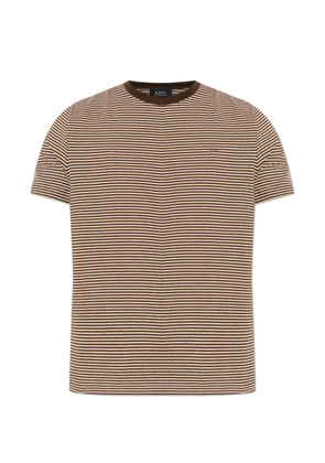 A.P.C. logo-embroidered striped T-shirt - Brown