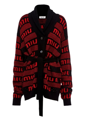 Miu Miu intarsia logo-knit cashmere cardigan - Red