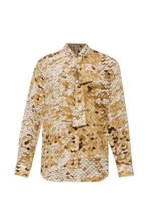 Moschino scallop-print bow-detail shirt - Gold