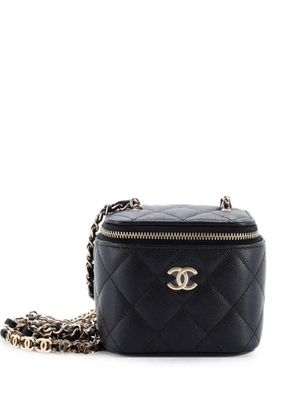 CHANEL Pre-Owned Tiny CC Link Vanity Case with Chain Quilted Caviar Mini clutch bag - Black