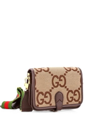 Gucci Pre-Owned Buckle Messenger Bag Jumbo GG Canvas Small crossbody bag - Brown