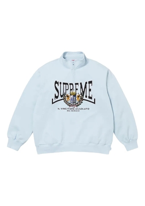 Supreme crest-appliqué half-zip sweatshirt - Blue