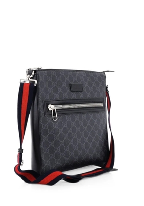 Gucci Pre-Owned Web Strap Front Zip Messenger Bag GG Coated Canvas Medium crossbody bag - Black