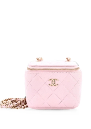 CHANEL Pre-Owned Tiny CC Link Vanity Case with Chain Quilted Caviar Mini clutch bag - Pink