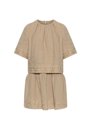 By Malene Birger Jania embroidered mini dress - Neutrals