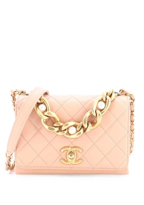 CHANEL Pre-Owned Pearl Boy Chain Flap Bag Quilted Calfskin Mini shoulder bag - Neutrals