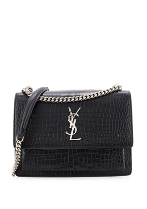 Saint Laurent Pre-Owned Sunset Crocodile Embossed Leather Medium crossbody bag - Black