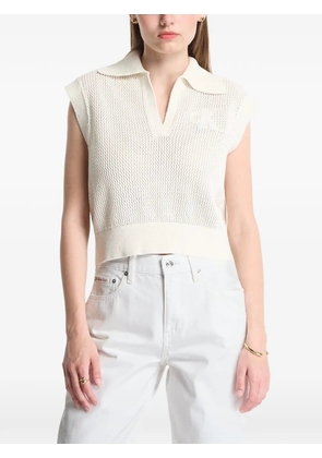 Calvin Klein open-knit sleeveless polo - Neutrals