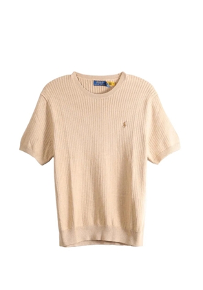 Polo Ralph Lauren ribbed-knit logo-embroidered T-shirt - Neutrals