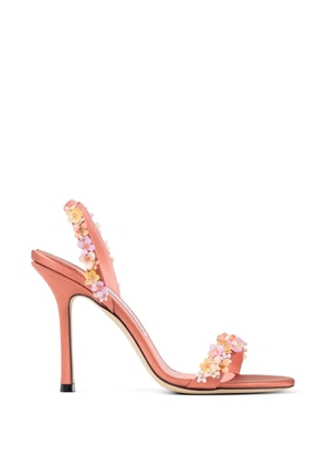 Jimmy Choo 100mm Jenn floral-embellished heeled sandals - Pink