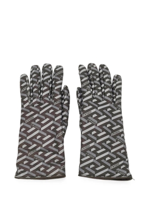 Versace Pre-Owned La Greca print leather gloves - Black