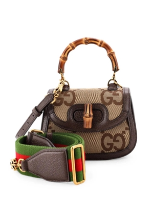Gucci Pre-Owned Bamboo 1947 Top Handle Bag Jumbo GG Canvas Mini crossbody bag - Brown
