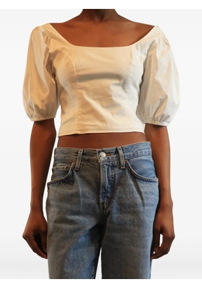 STAUD balloon-sleeve crop top - White
