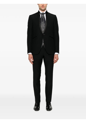 Carlo Pignatelli mandarin-collar satin-trim wool suit (set of four) - Black