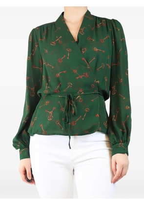 L'Agence key-print wrap-design top - Green