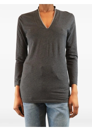 Brunello Cucinelli Vintage Monili V-neck long-sleeve top - Grey