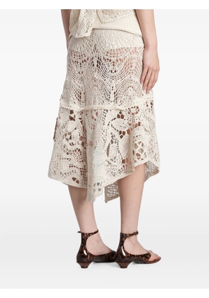 SIEDRES crochet-knit asymmetric skirt - Neutrals
