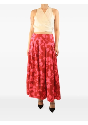 ME+EM floral-print pleated maxi skirt - Pink
