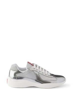 Prada America's Cup metallic-leather and bike fabric sneakers - Silver