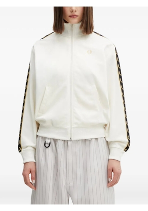Fred Perry logo-embroidered zip-up track jacket - Neutrals