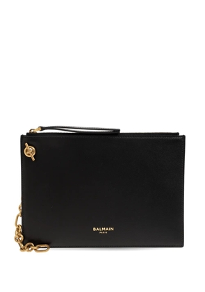 Balmain chain-link leather clutch bag - Black