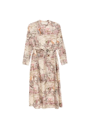 MOMONÌ Lorina animal-print belted cotton midi dress - Neutrals