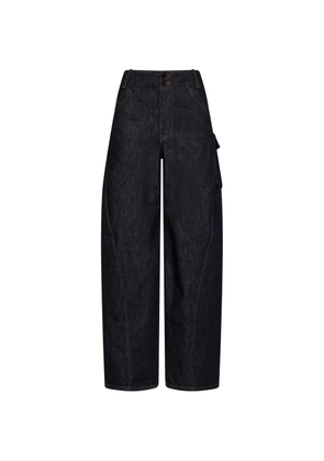 Self-Portrait barrel-leg cargo jeans - Blue