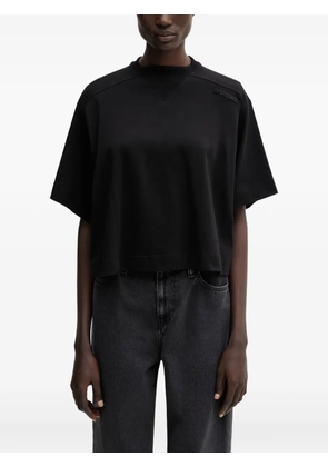 Sportmax logo-patch cropped T-shirt - Black