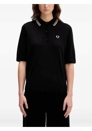 Fred Perry knitted logo-embroidered polo shirt - Black