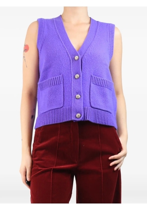 ME+EM bejewelled-button sleeveless cardigan - Purple