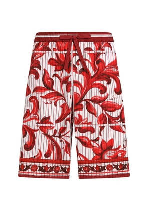 Dolce & Gabbana majolica-print striped poplin vanity bermudas - White