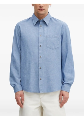 A.P.C. logo-embroidered chest-pocket shirt - Blue