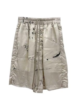 Rick Owens graphic-print wide-leg shorts - Neutrals